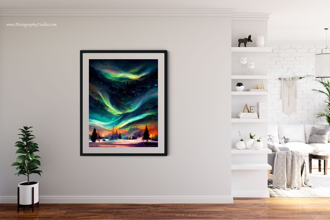 Aurora Borealis Night Sky Print, Northern Lights - Image 4
