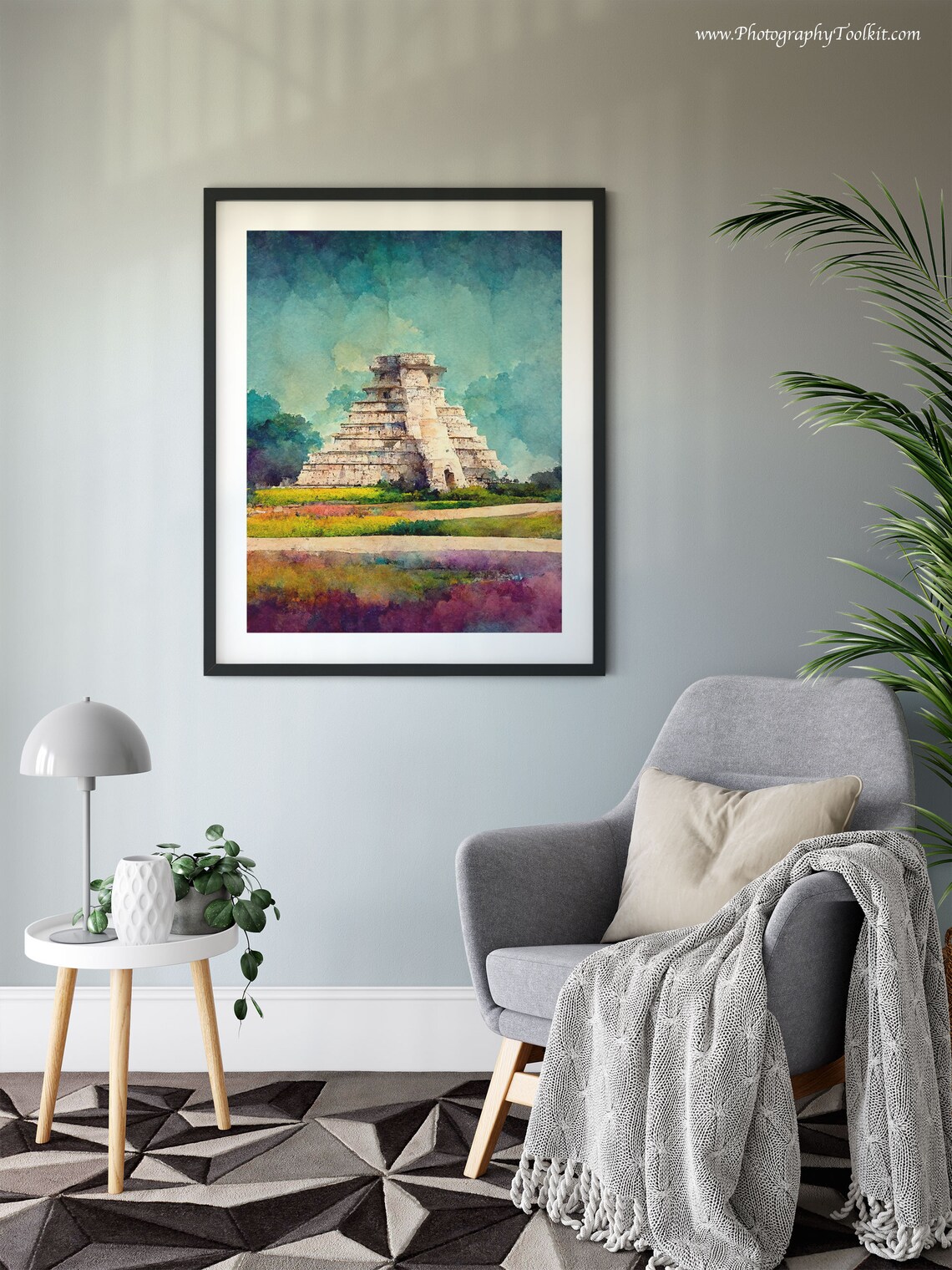 Chichen Itza Travel Print, Maya Pyramid Watercolor - Image 6