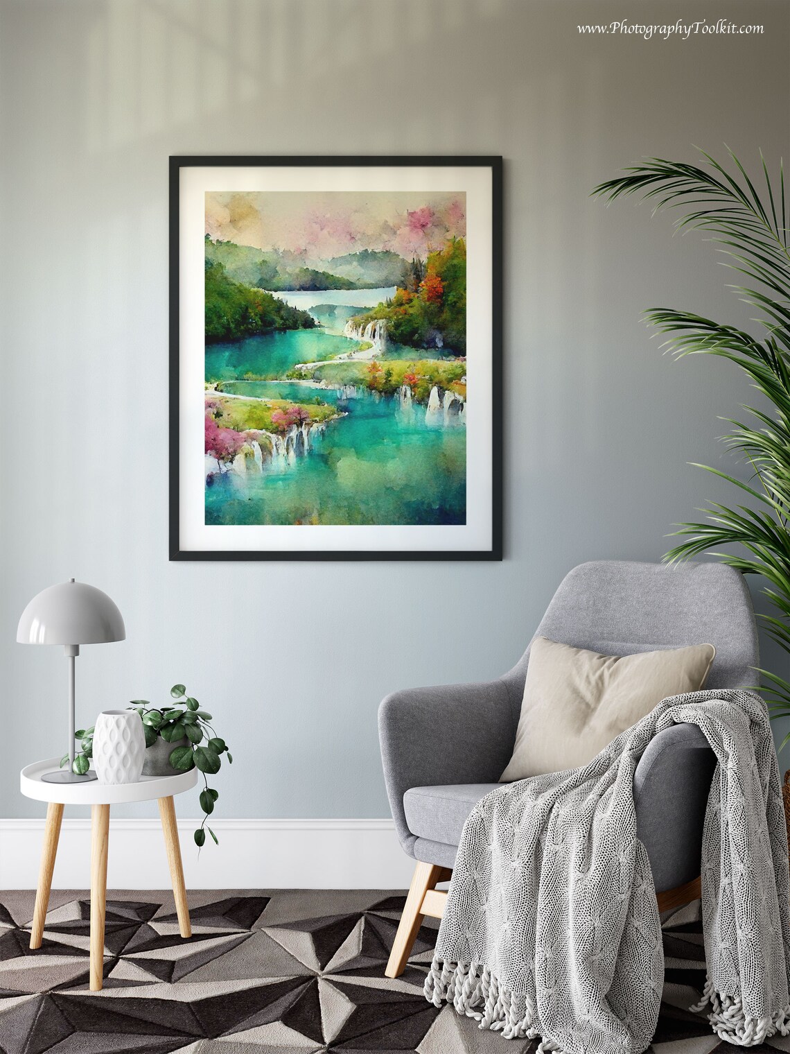 Plitvice Lakes National Park Neutral Landscape Art Print - Image 6