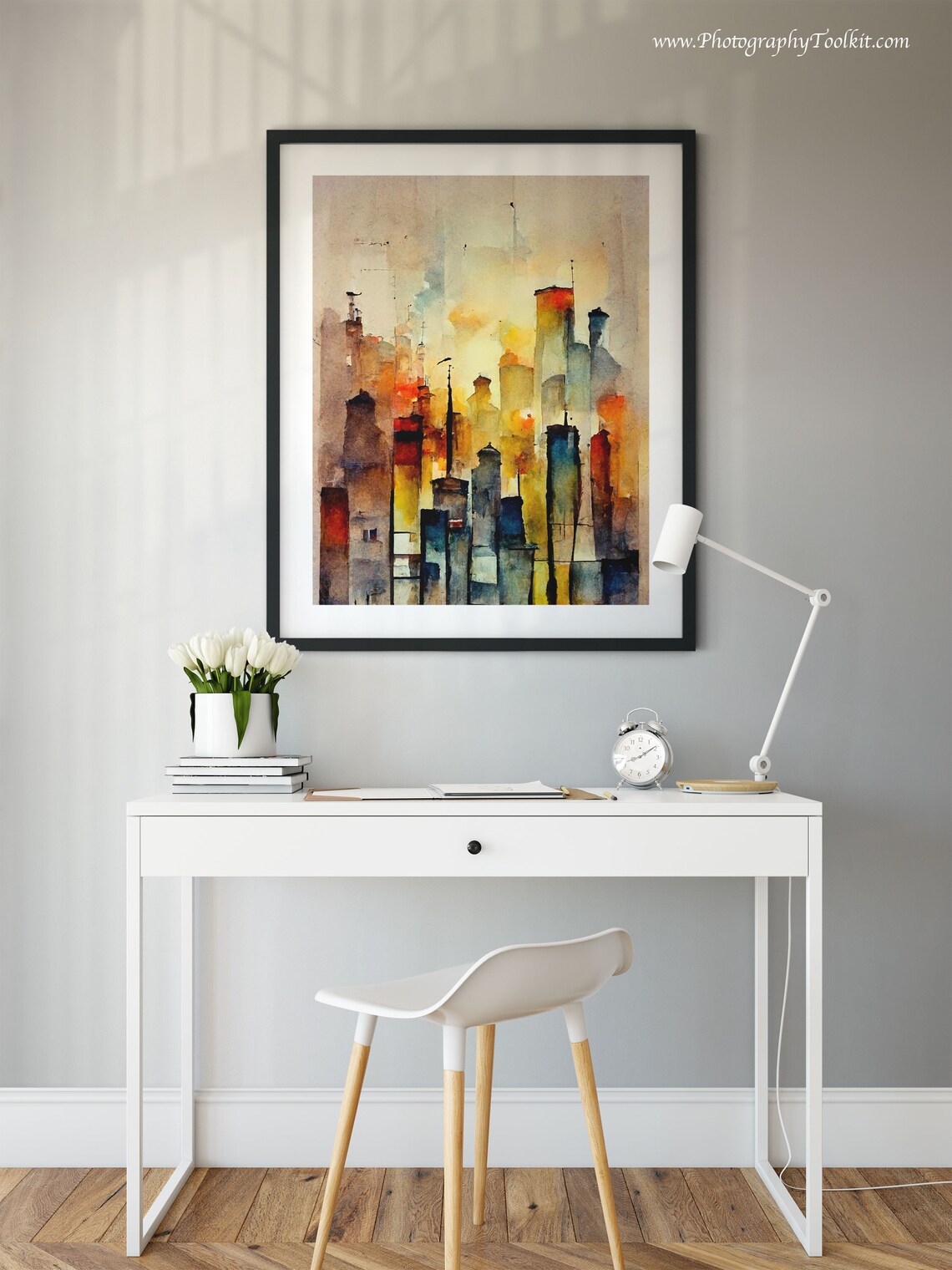 City Street At Night, Cityscape Art Print - Image 2