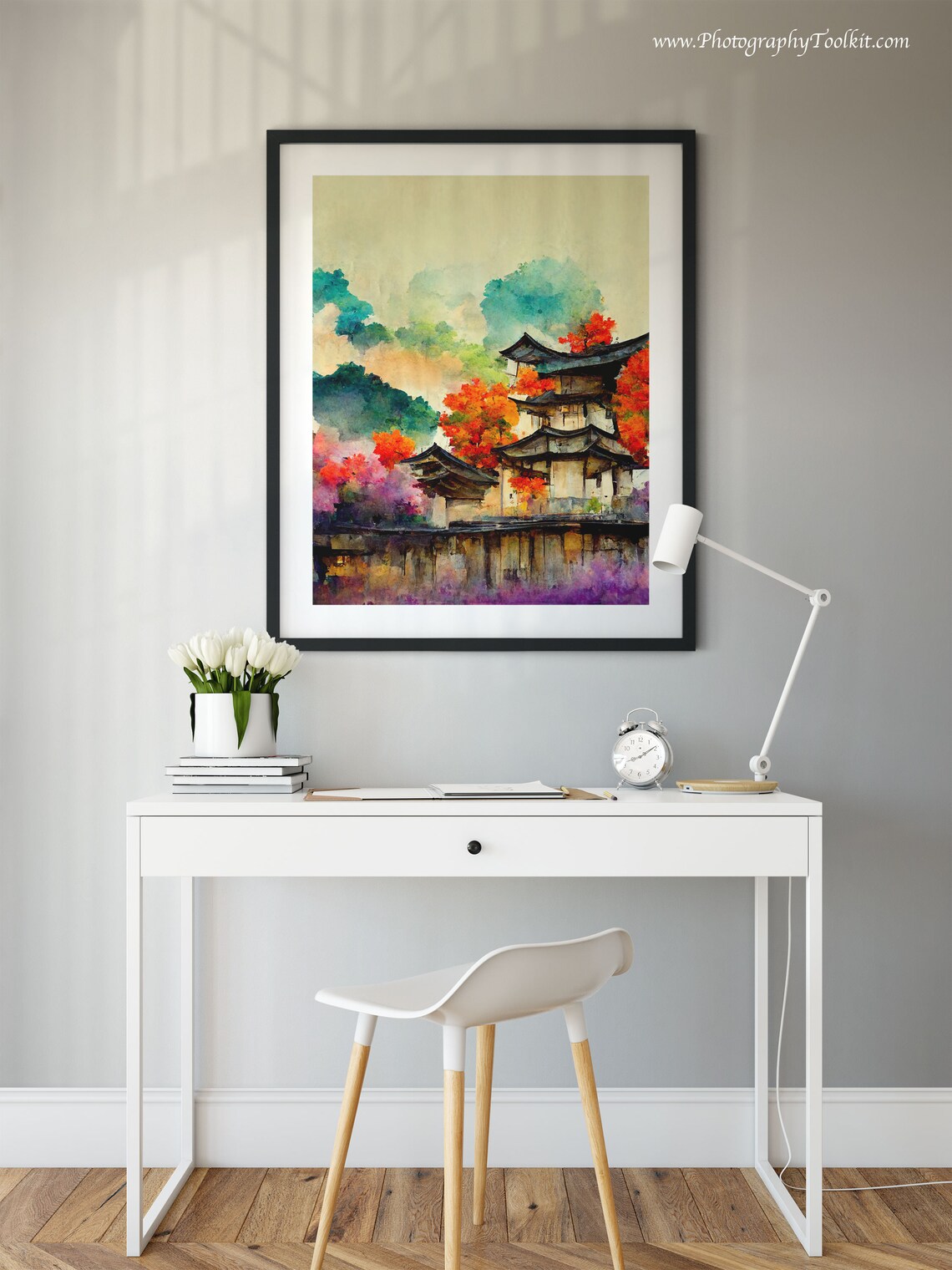 Kyoto Temple Autumn Maples Watercolor Japan Travel Scenic Poster - Image 2