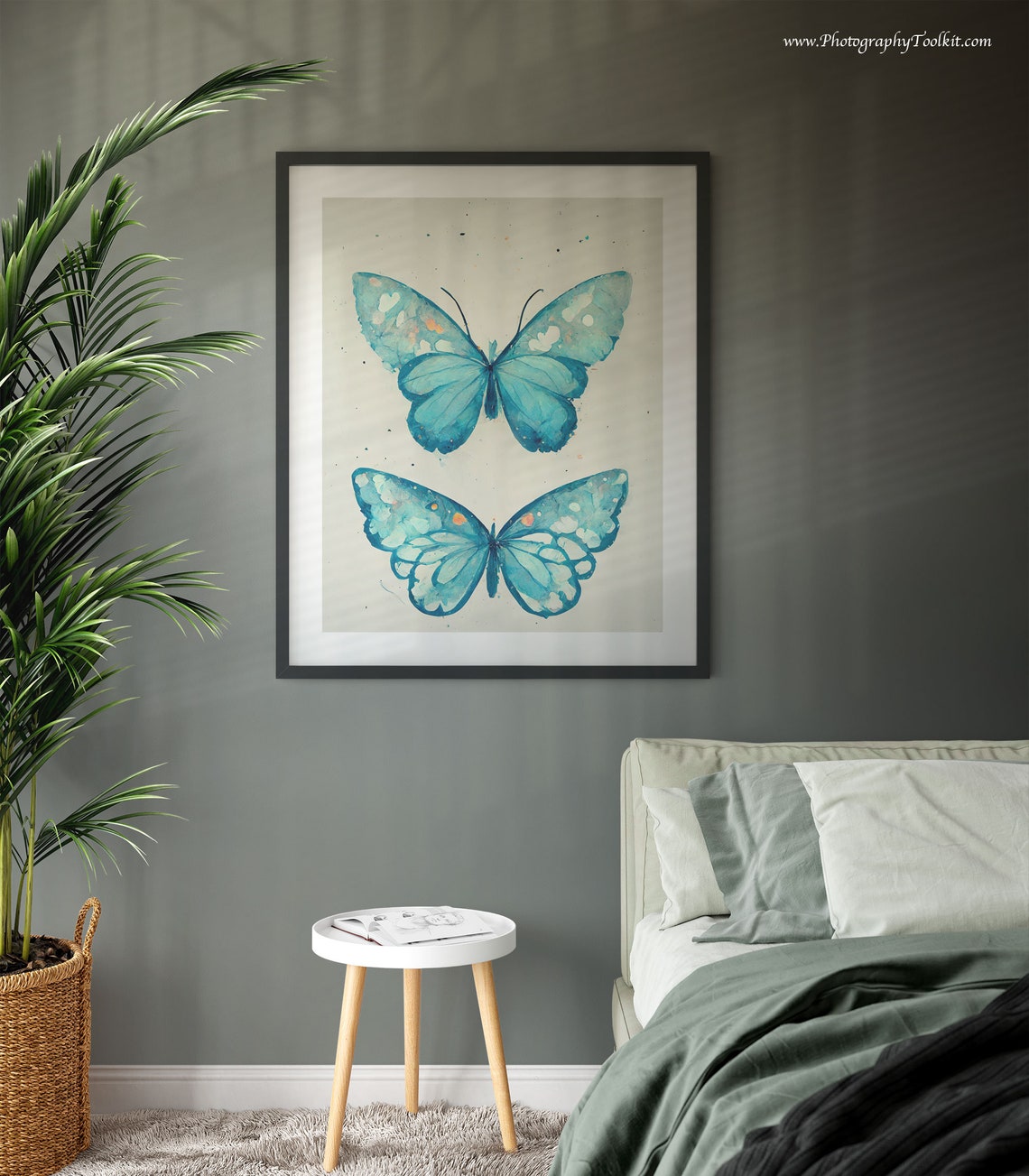Blue Watercolor Butterfly Pair Entomology Botanical Nature Poster - Image 3