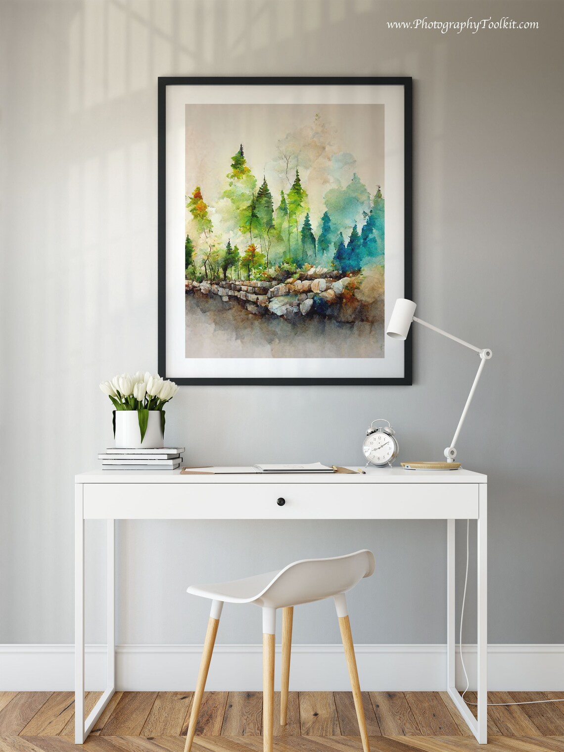 Forest Landscape Art Print, Colorful Woodland Trees - Image 2