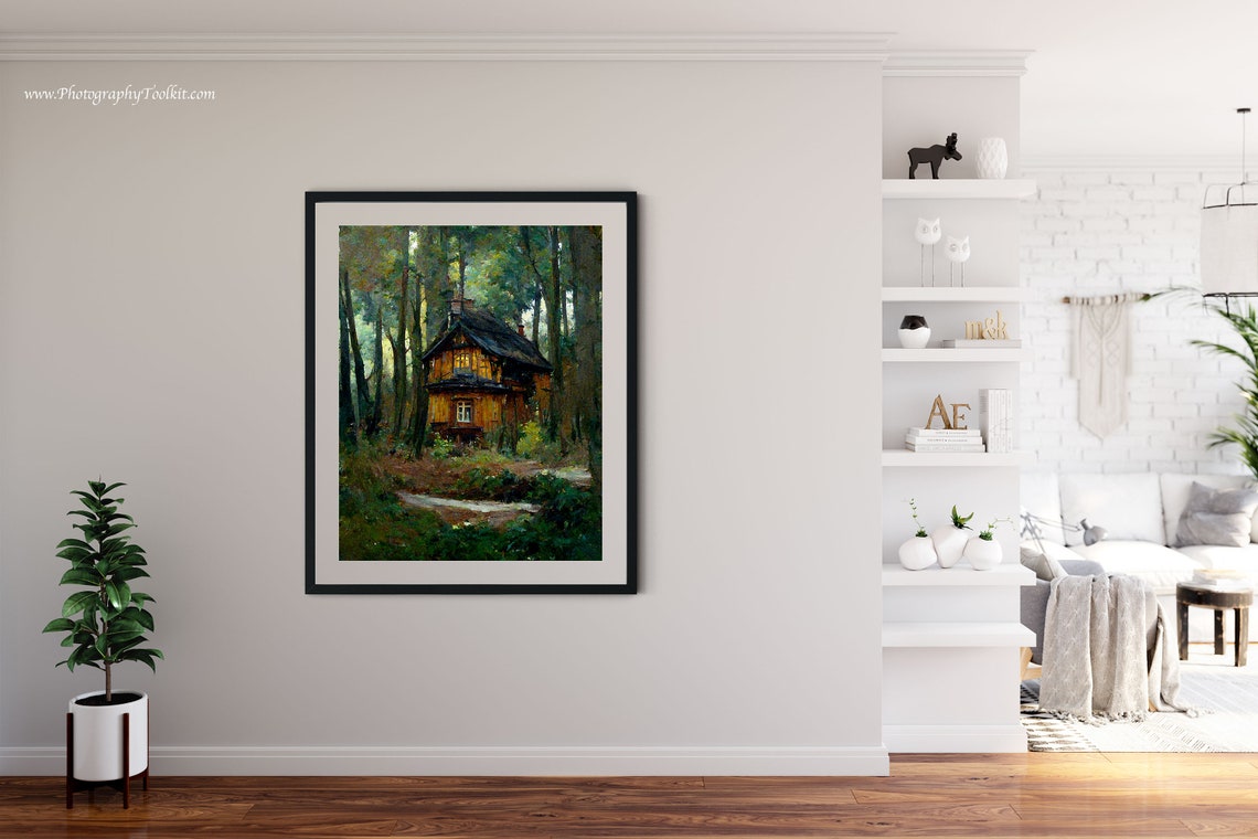 Cabin Print Forest Prints Forest Trees Art Wilderness Print Landscape Art Print Forest Wall Art Rainforest Decor Pine Tree - Image 4