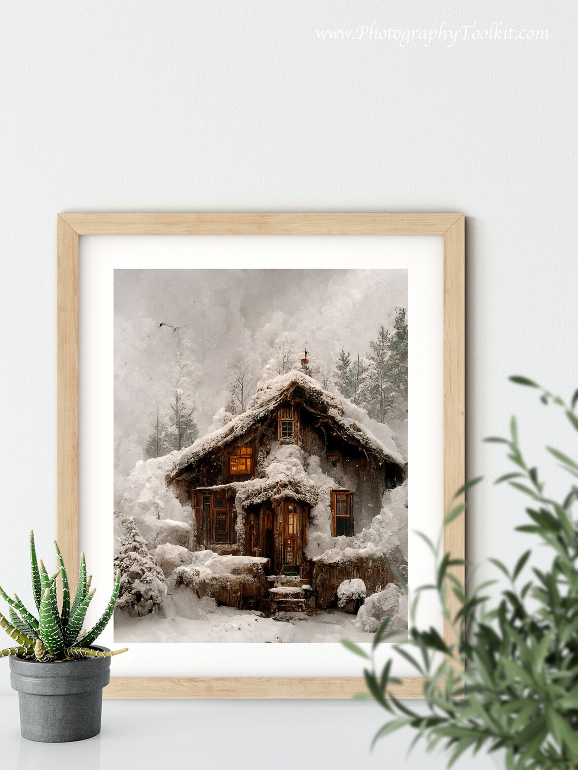 Vintage Cottage Winter Forest Landscape Art Print - Image 5