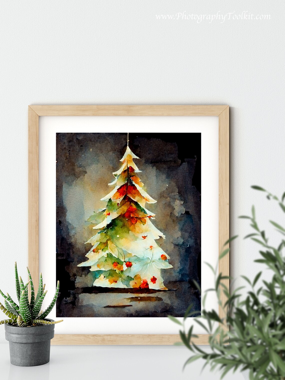 Christmas Tree Watercolor Art Print, Holiday Decor - Image 5