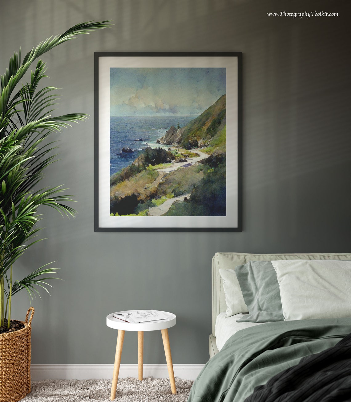 Big Sur Coastline Winding Road Watercolor Rocky Shore Ocean View Print - Image 3