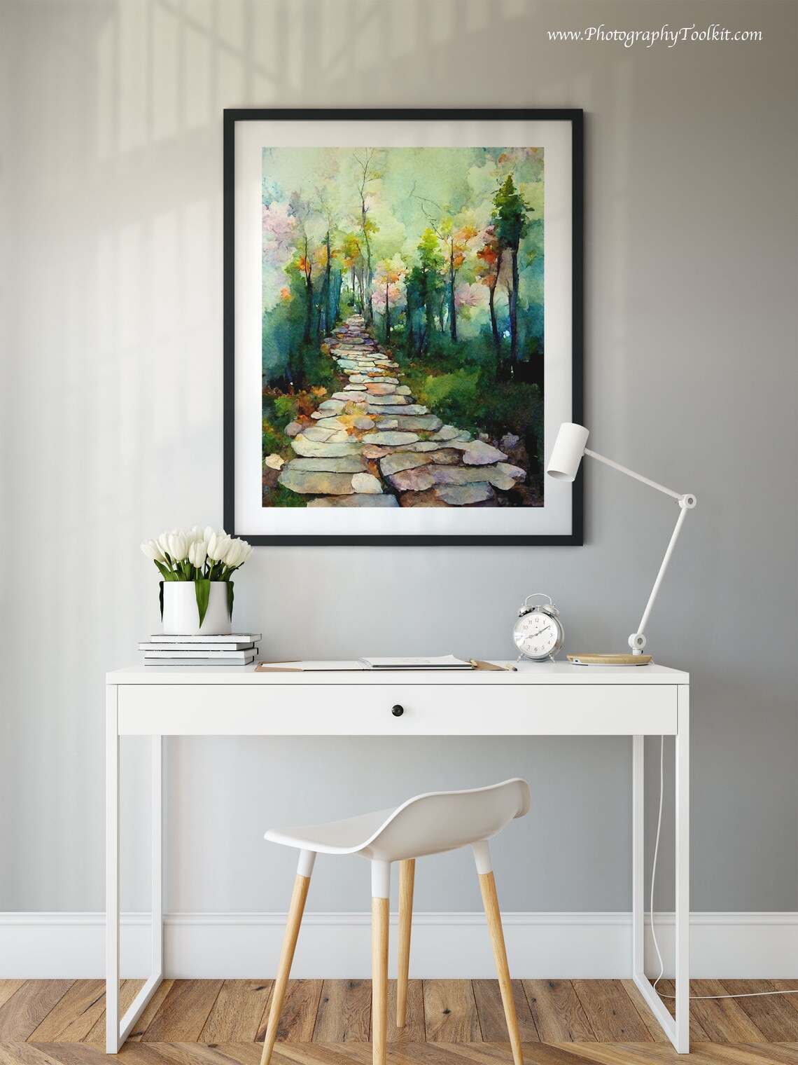 Forest Path Watercolor Art Print, Wilderness Scene - Image 2