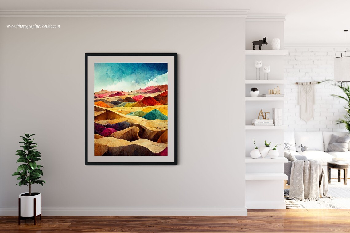 Painted Desert Colorful Badlands Hills Scenic Watercolor Poster - Image 4
