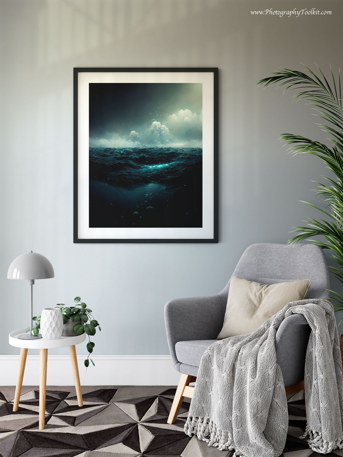 Dark Ocean Moonlit Waves Dramatic Night Seascape Scenic Poster - Image 6