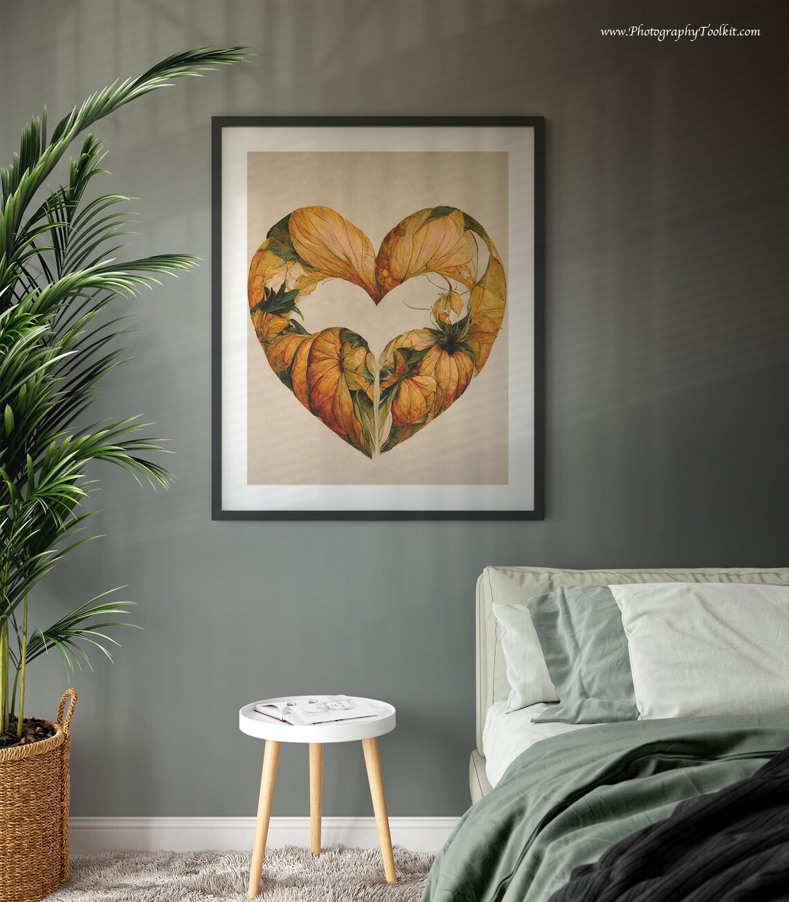 Thanksgiving Leaf Heart Autumn Foliage Golden Fall Seasonal Decor Print - Image 3