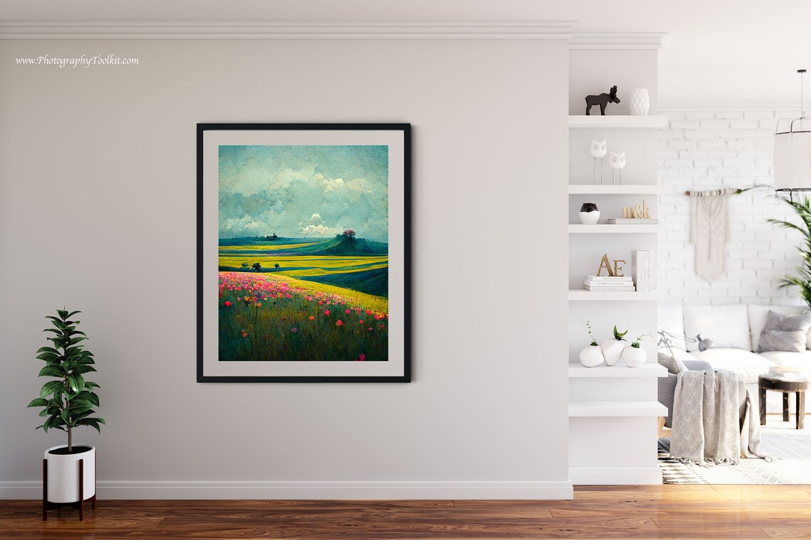 Spring Meadow Painting, Vintage Landscape Print - Image 4