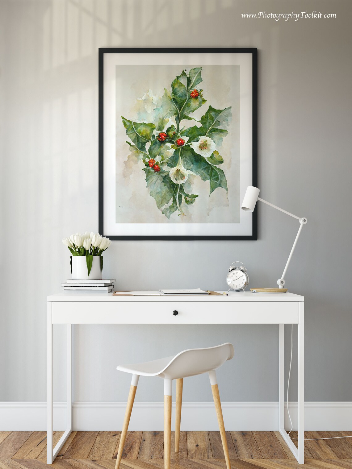 Winter Berry and Holly Branch Holiday Art Print - Image 2