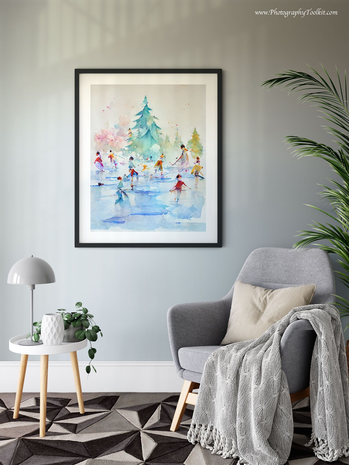 People Ice Skating Print, Christmas Winter Wall Art - Image 6