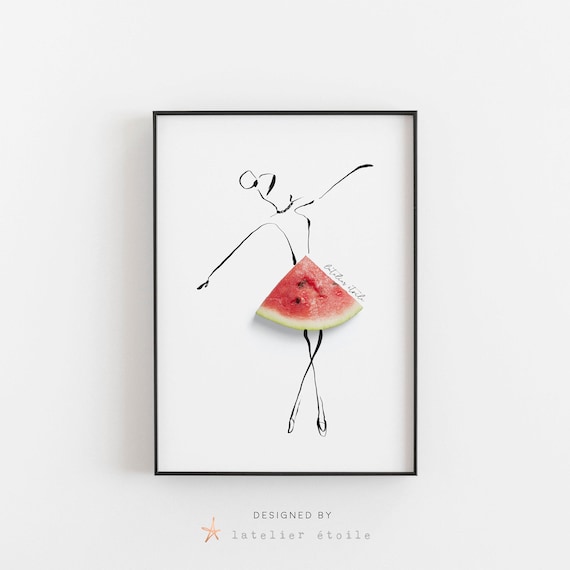 Watermelon Print Watermelon Poster Fashion Print Fashion Illustration Food Illustration Real Food Sketch Watermelon Art Watermelon