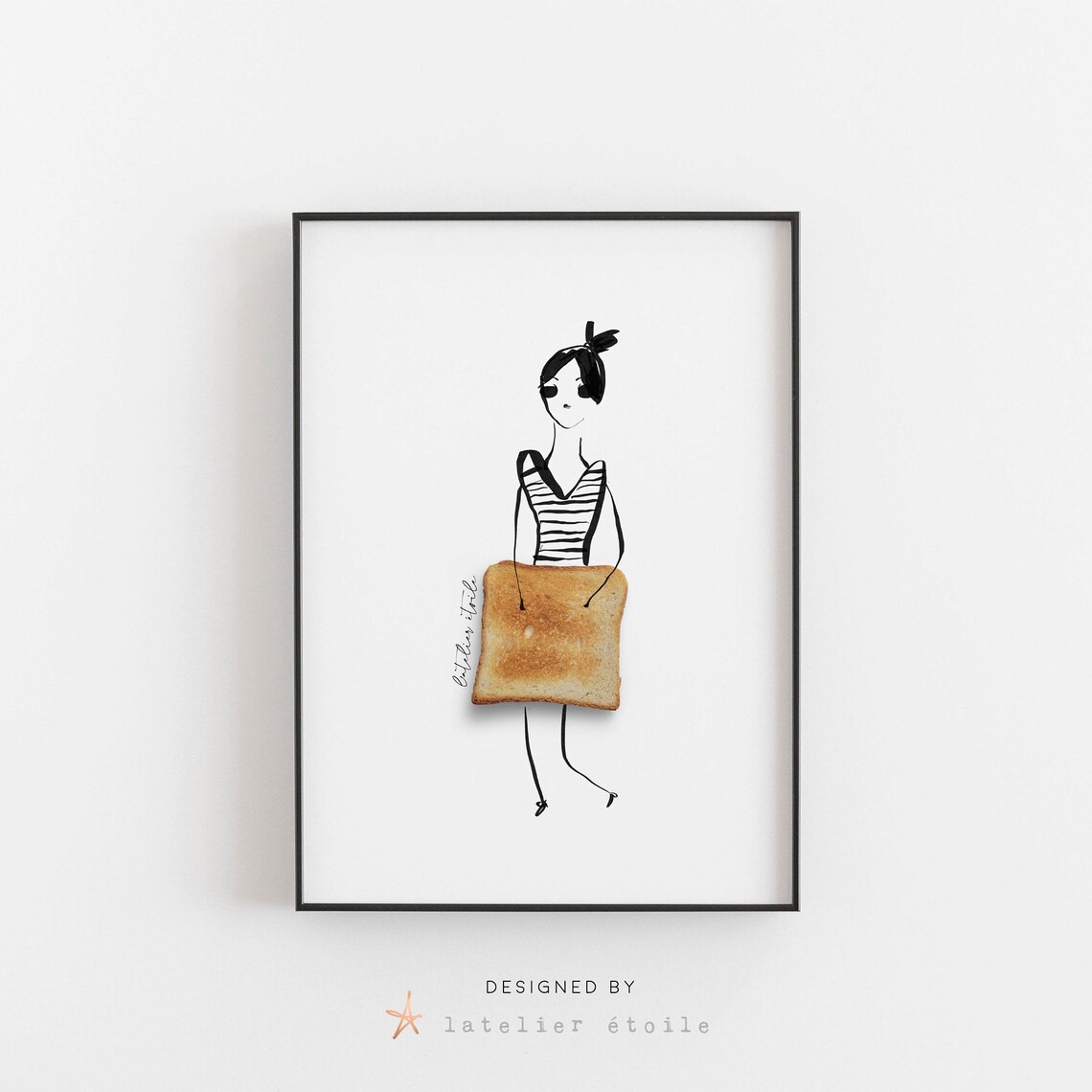 Toast Skirt Fashion Girl Striped Top Whimsical Food Art Poster - Image 4