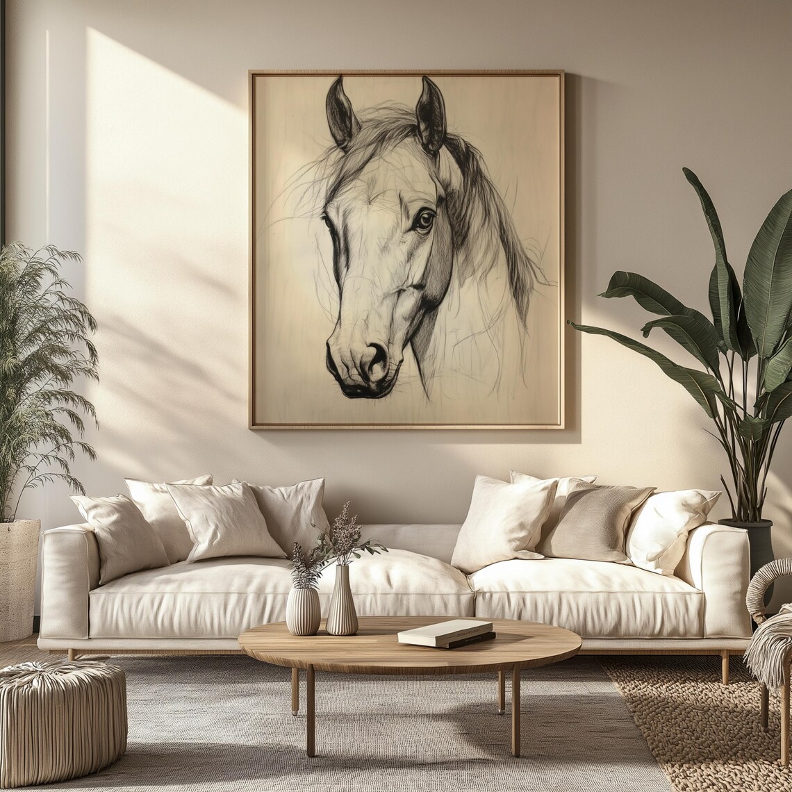 Vintage Horse Art Print, Elegant Black Ink Equine - Image 3