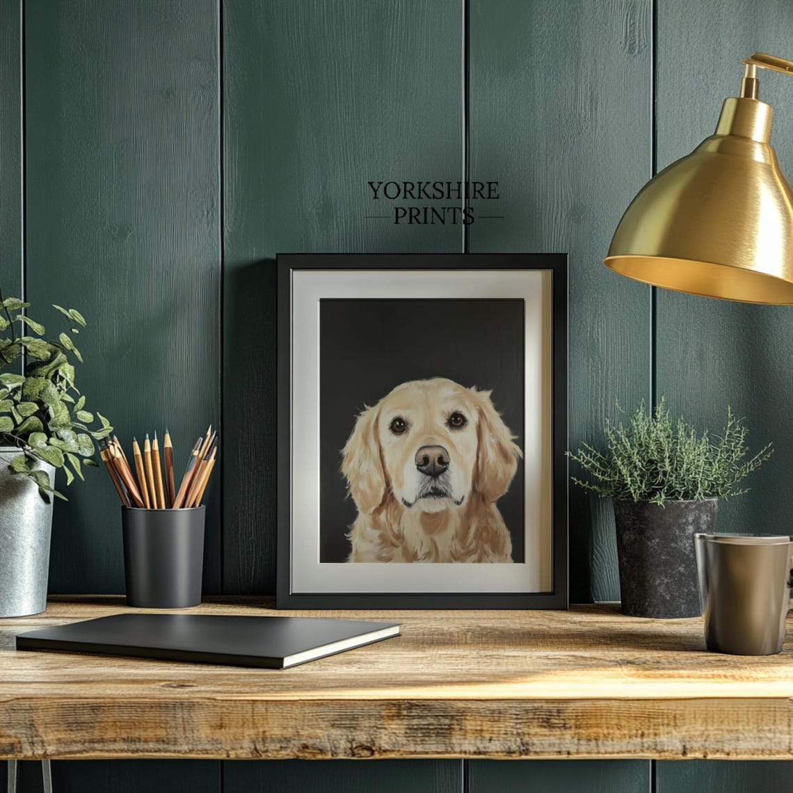 Golden Retriever Dog Wall Art Vintage Moody Dog Print Pet Portrait Wall Art Pet Portrait Golden Retriever Art Artwork For Dog Lovers - Image 2