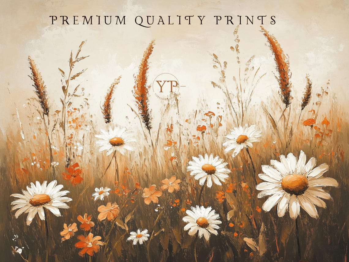 White Daisies And Wildflowers In Golden Summer Meadow Poster Art - Image 3