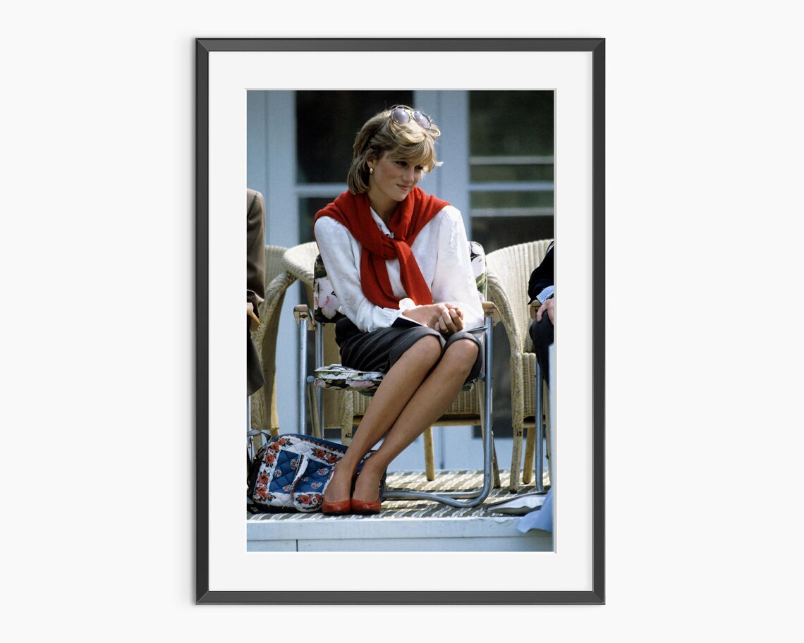 Princess Diana Casual Red Scarf Retro Candid Photography Portrait Poster