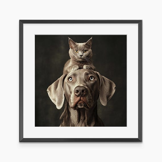 Cat And Dog Photography Prints Poster Print Animal Nursery Bathroom Wall Art Museum Quality