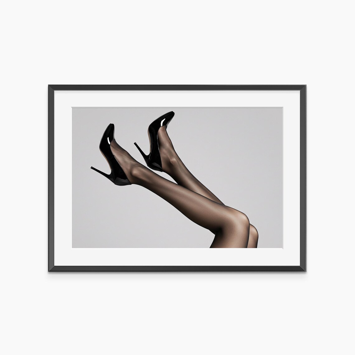 Black Patent Stiletto Heels Minimalist Fashion Photo Legs Poster