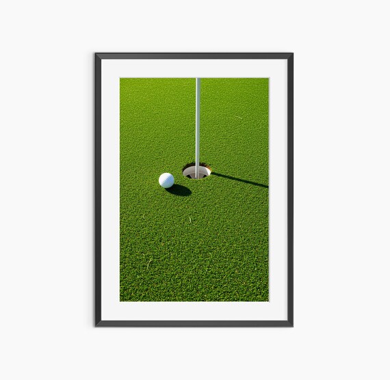 Golf Ball Near Hole Flagstick Putting Green Sports Photography Poster
