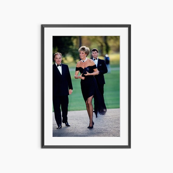 Princess Diana Black Revenge Dress Evening Portrait Iconic Poster