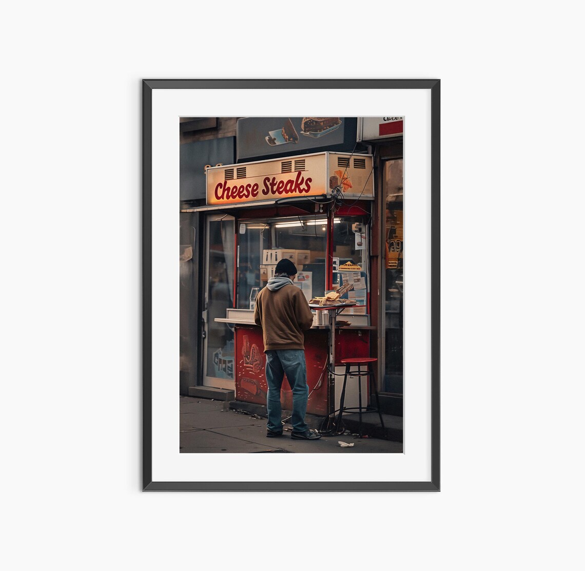 Cheese Steaks Food Stand Street Photography Retro Urban Poster