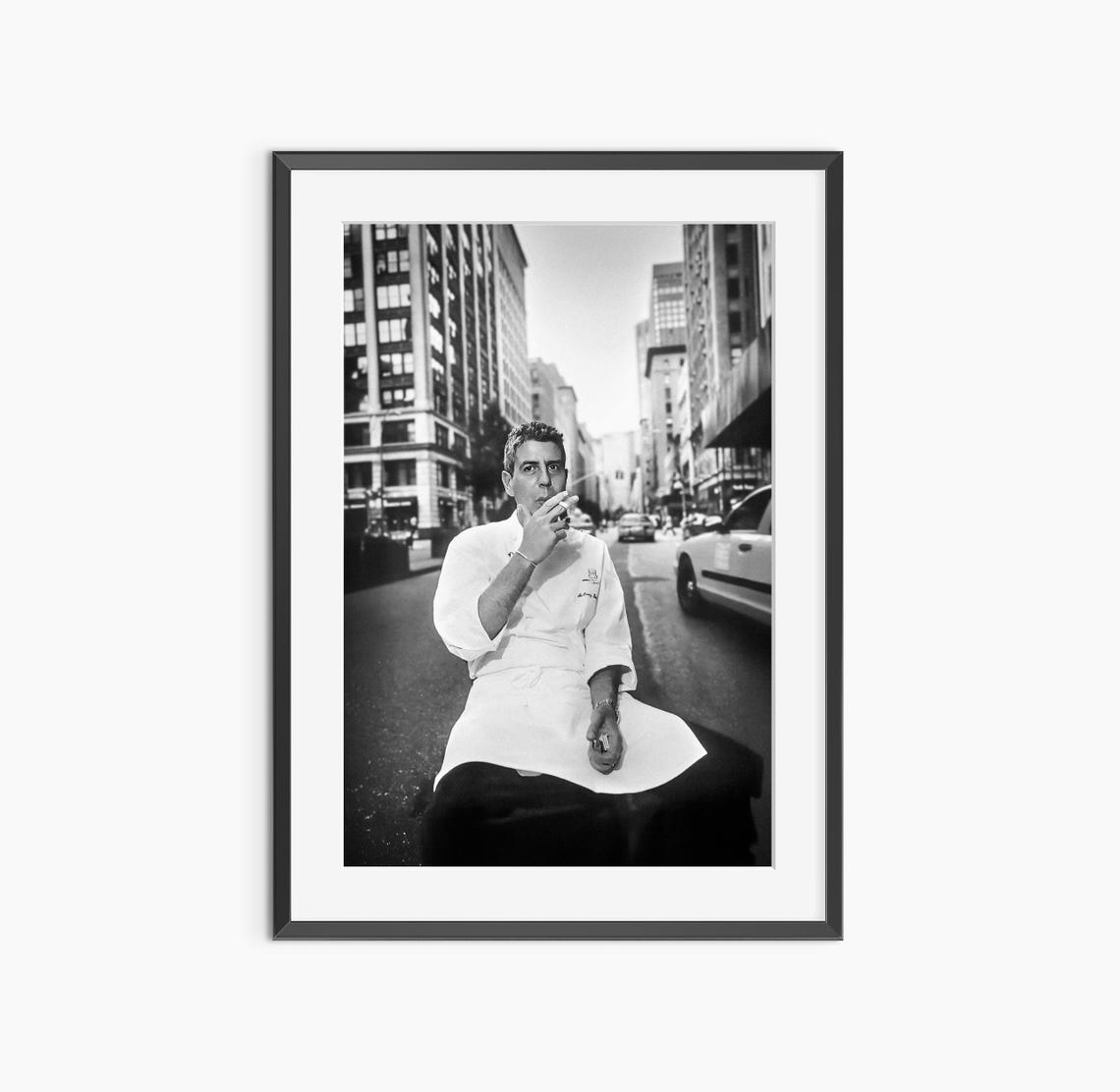 Anthony Bourdain Chef Street Photography Black and White Poster