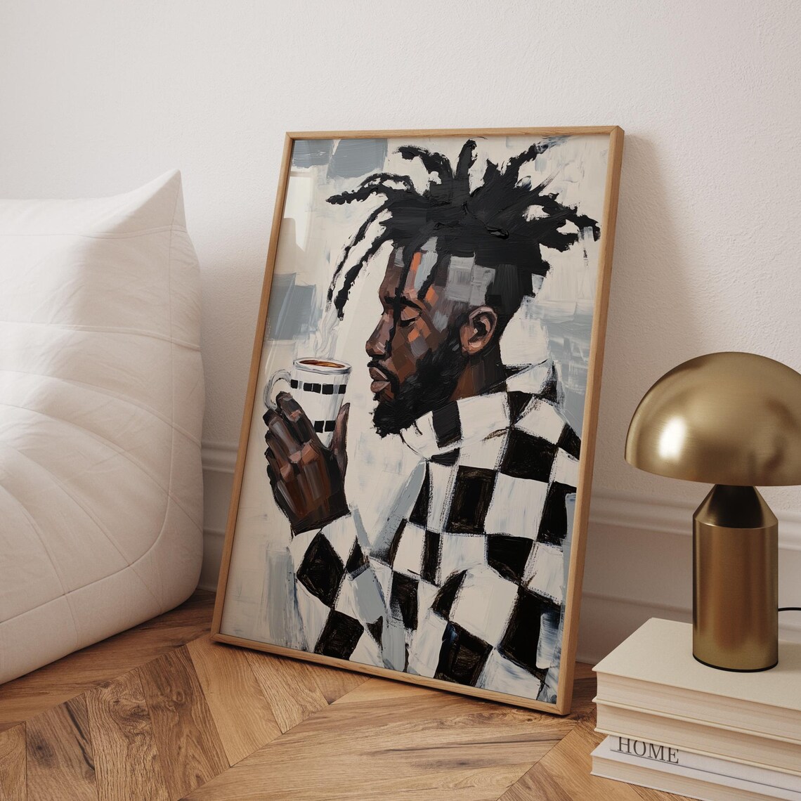 Afro Men Modern Print, Coffee Lovers Kitchen Art