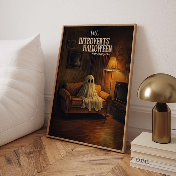 Introvert Halloween Poster Gothic Bathroom Wall Art