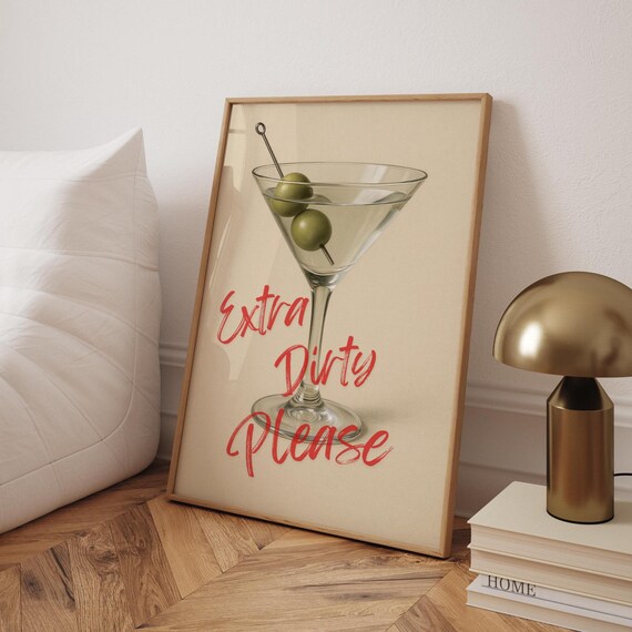 Dirty Print Funny Retro Cocktail Poster Home Bar Art