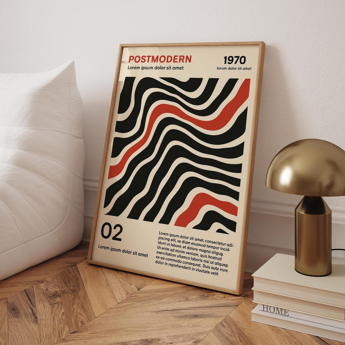 Postmodern 1970 Wavy Lines Retro Abstract Bold Decor Art Poster