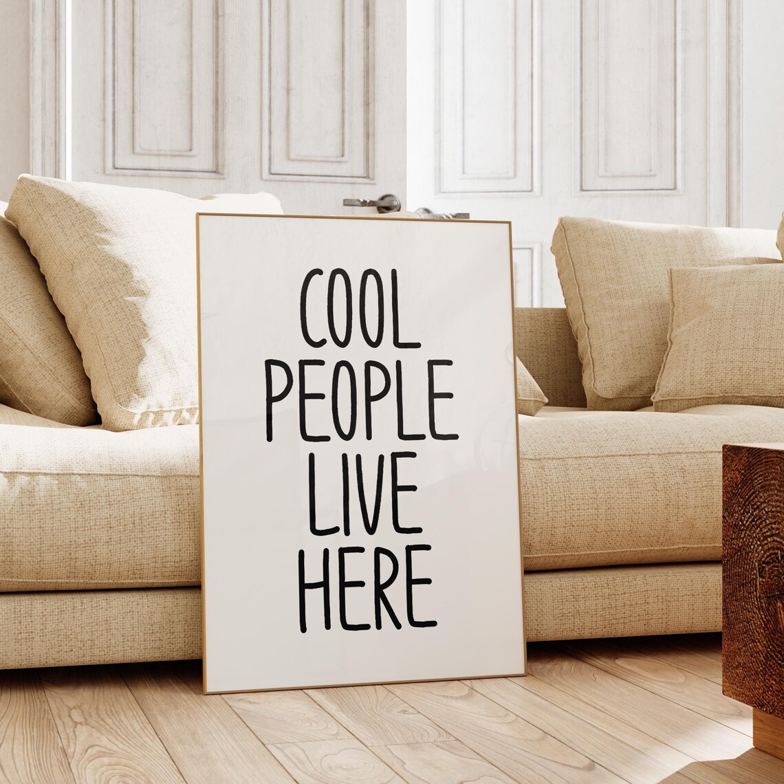 Cool People Live Here Funny Black White Typography Quote Poster