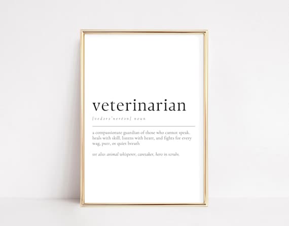 Veterinarian Definition Compassionate Animal Guardian Gift Wall Art