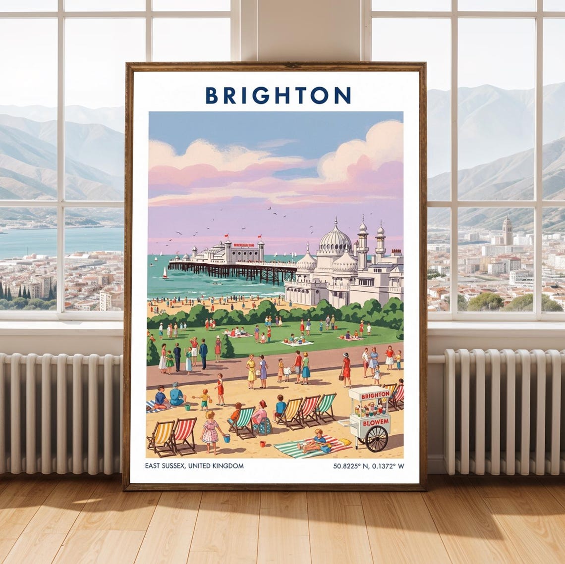 Brighton Palace Pier Royal Pavilion Retro British Seaside Poster Art
