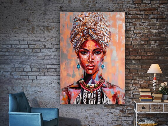 African Art Colorful African Wall Art Woman Face