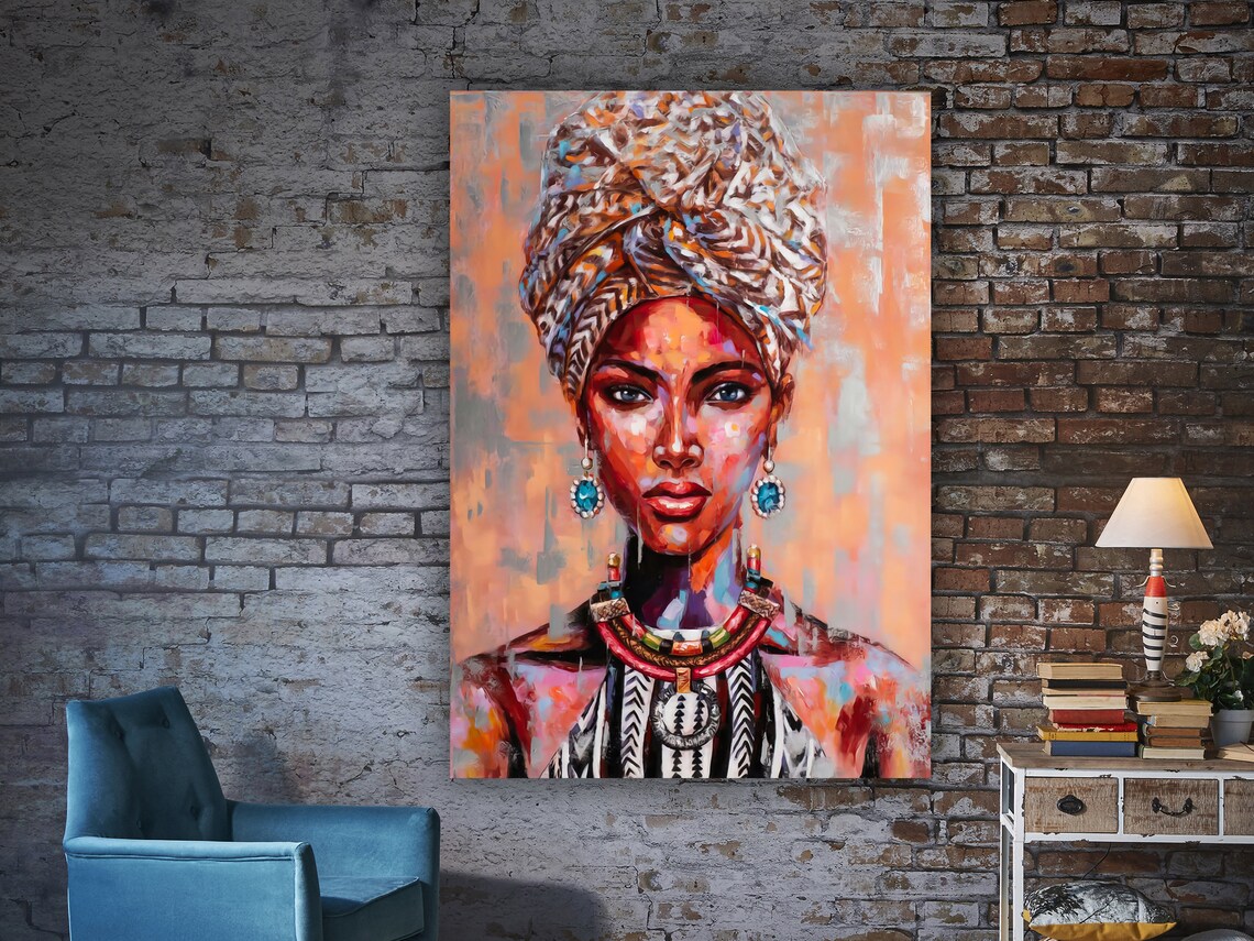 African Art Colorful African Wall Art Woman Face