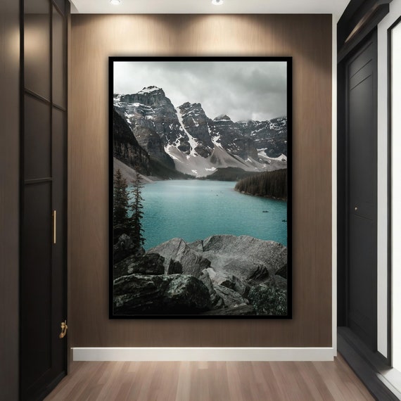 Lake Landscape Painting Snowy Mountain And Lake Nature Art Nature Print Lake Poster Landscape Wall Art