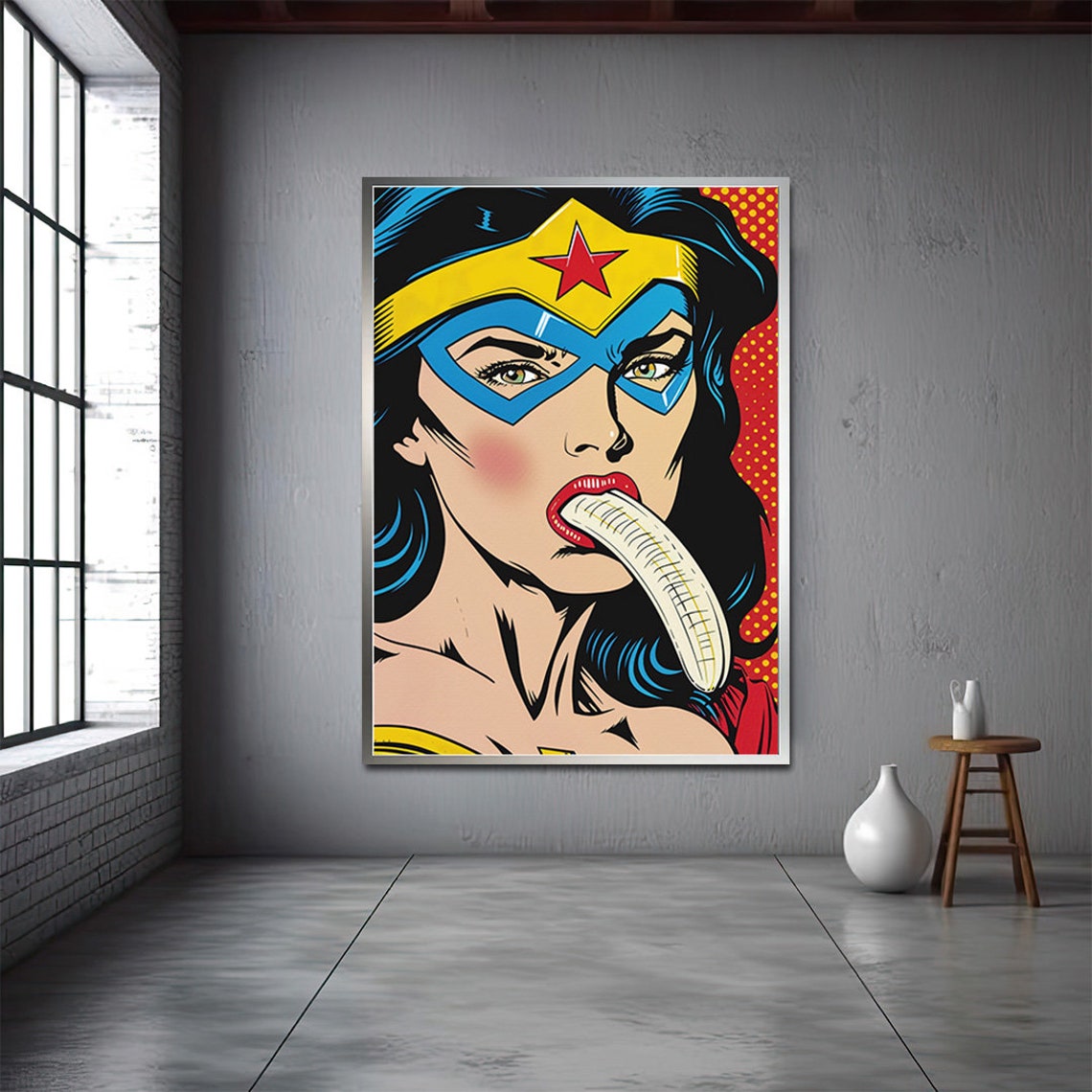 Banana Eating Woman Pop Art Painting Pop Art Funny Woman Art Omg Po Art Poster Colorful Pop Art Print - Image 3