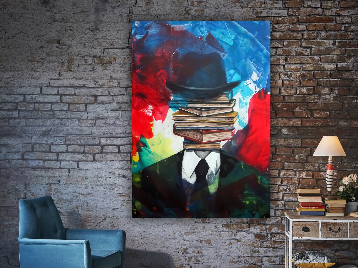 Information Ring Business Man and Books Abstract Painting - Image 3