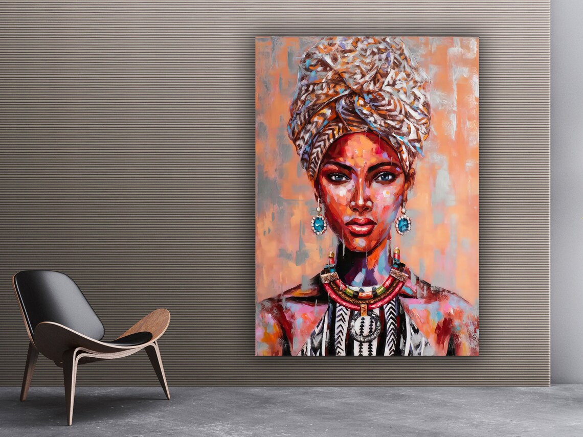 African Art Colorful African Wall Art Woman Face - Image 3