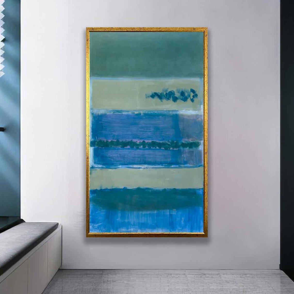 Sage Green And Blue Rothko Style Horizontal Color Field Art Poster - Image 2