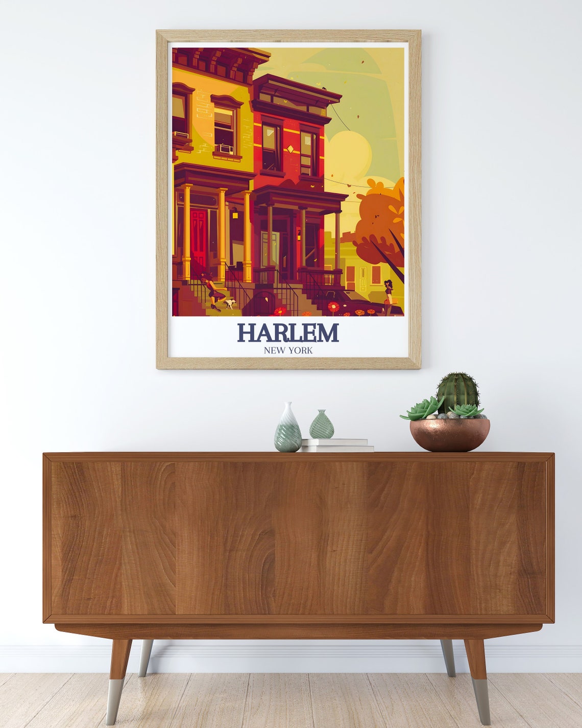 East Harlem Brownstone Row Houses in Golden Light Travel Poster - Image 3