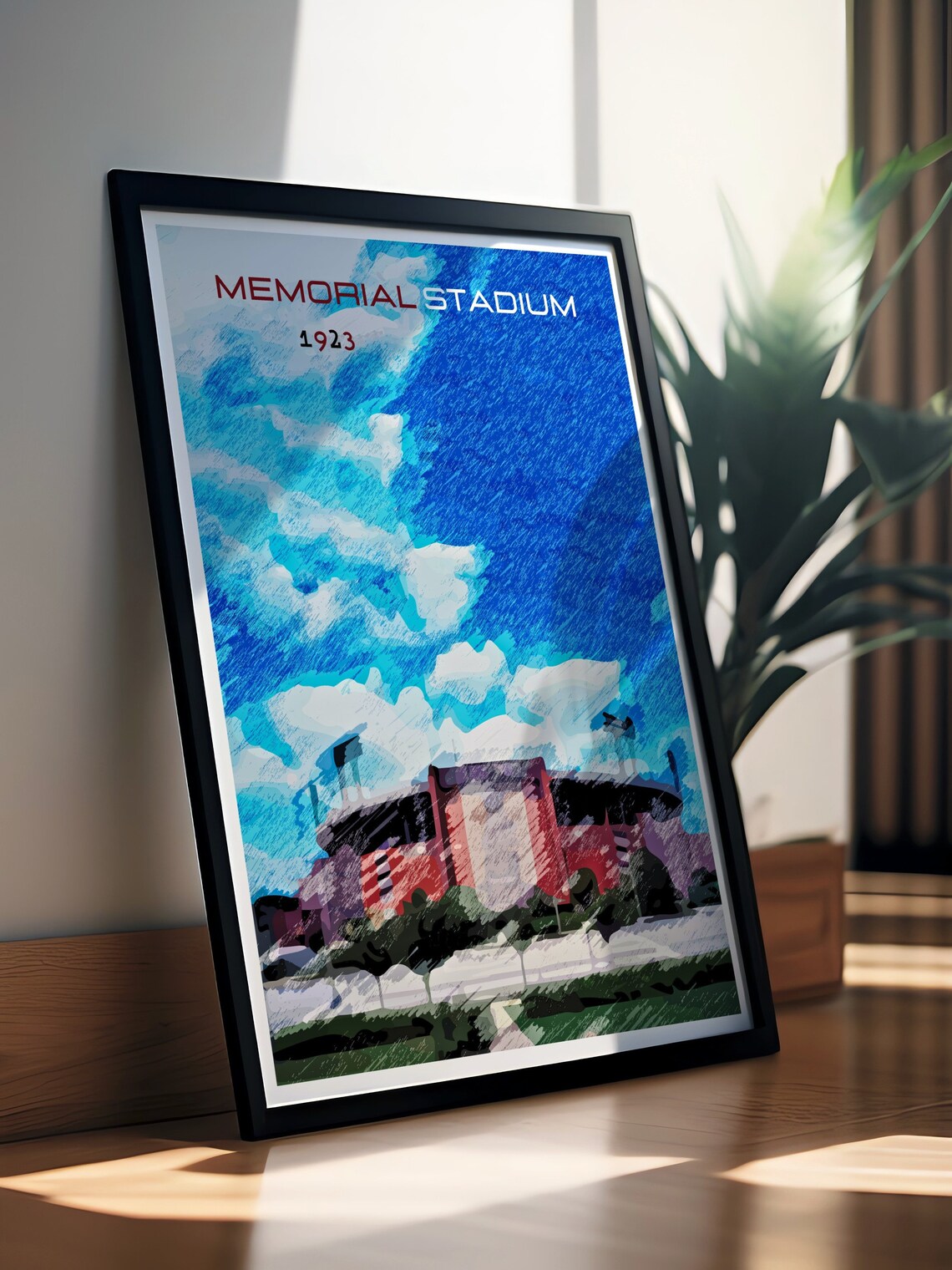 Memorial Stadium 1923 Historic College Football Sports Poster - Image 2