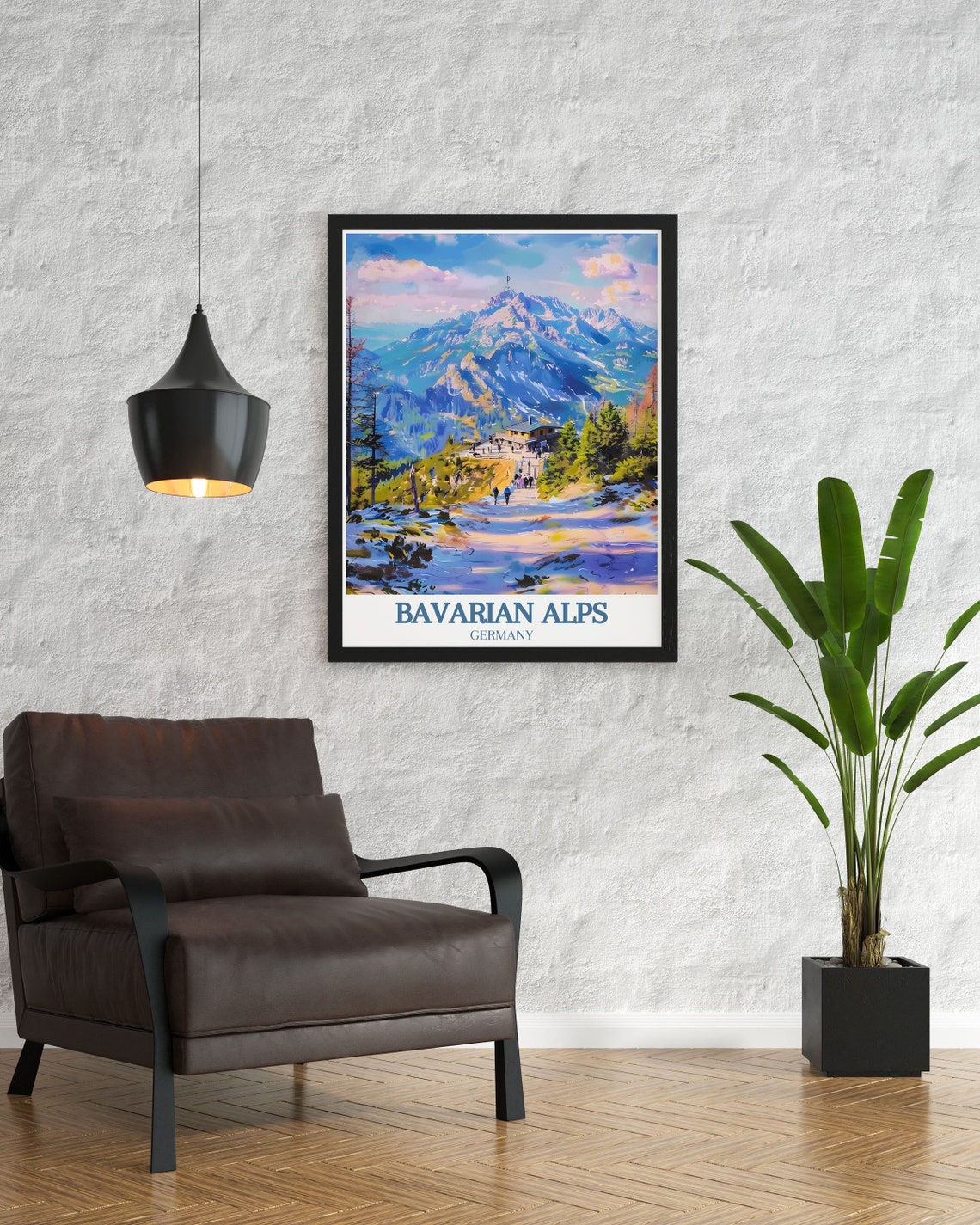 Bavarian Alps Mountain Summit Hikers Trail Panoramic View Poster - Image 3