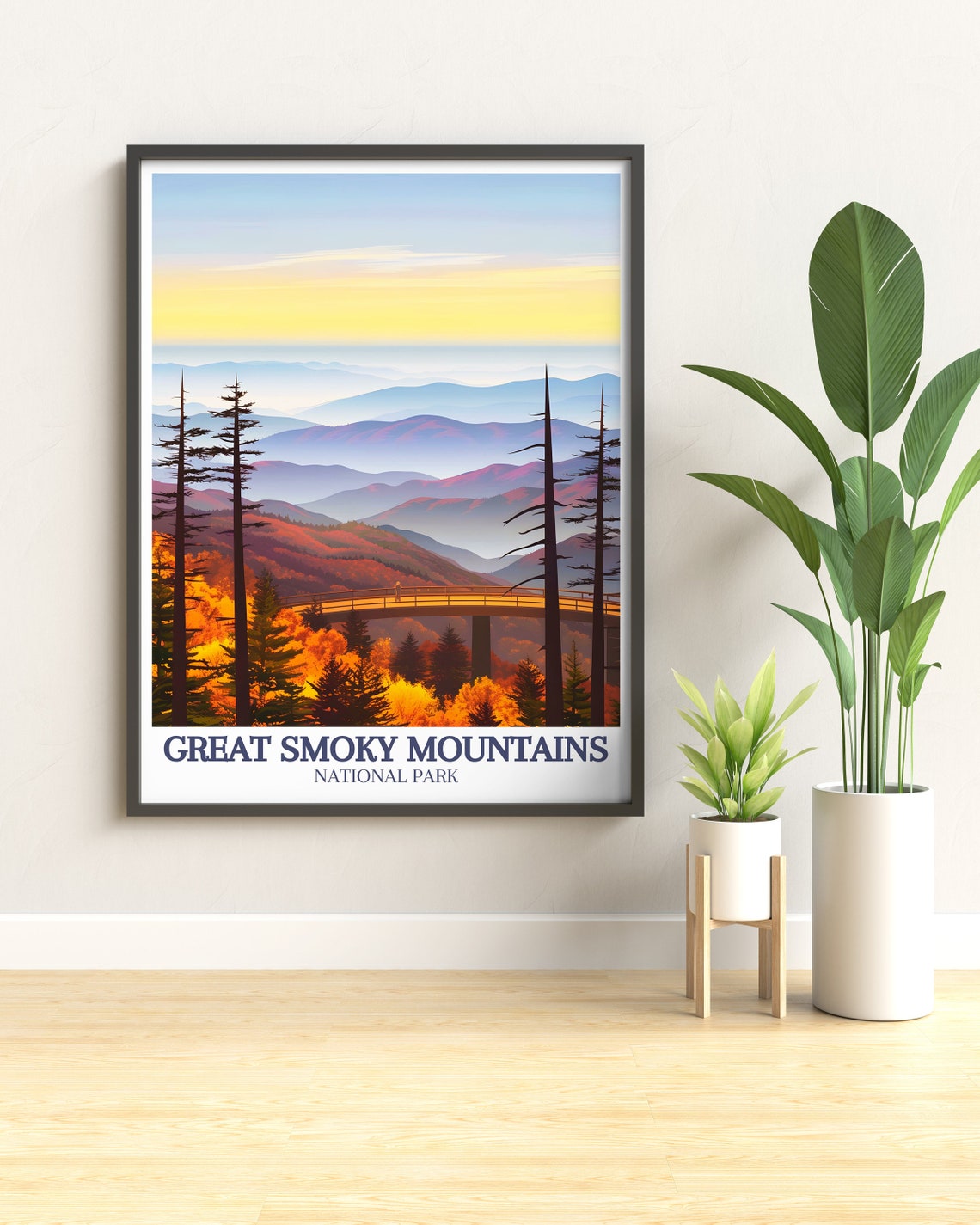 Great Smoky Mountains Clingmans Dome Tower Sunset Autumn Poster - Image 3