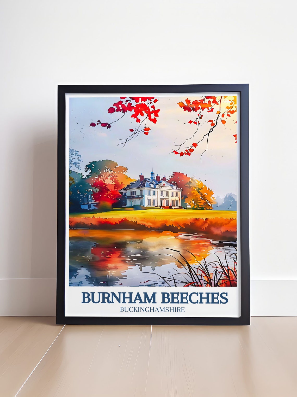 Burnham Beeches Autumn Lake House Poster With Golden Foliage England - Image 4
