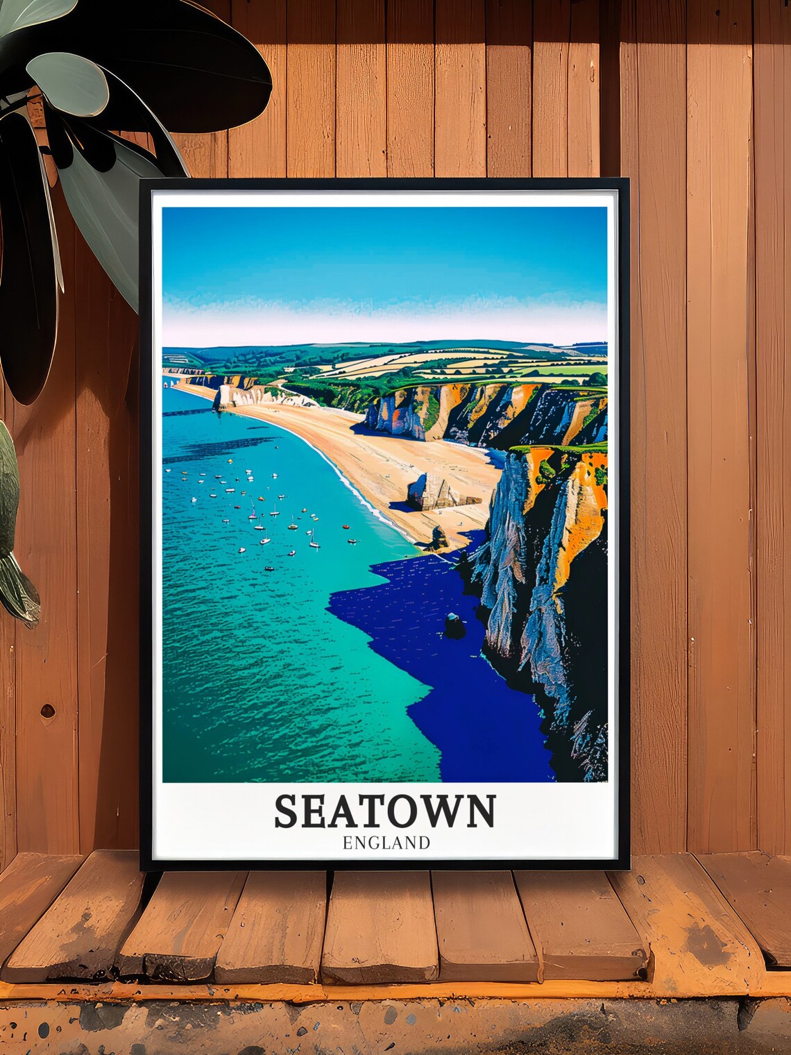 Seatown England Jurassic Coast Beach and Cliffs Aerial Poster - Image 3